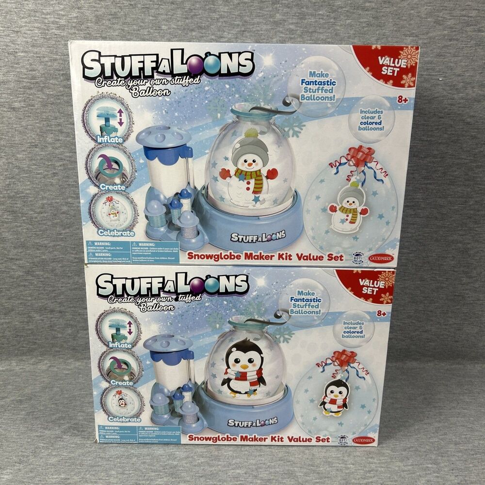 2! - Goodmark Stuffaloons Snow Globe Maker Kit Value Sets Penguin And Snowman!